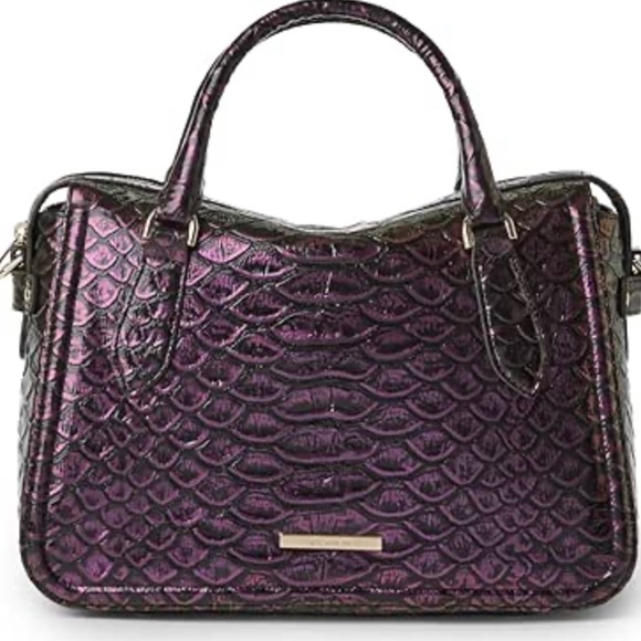 🍆 NWOT Brahmin Micaela Passion Purple Excelsior Satchel - Picture 1 of 14